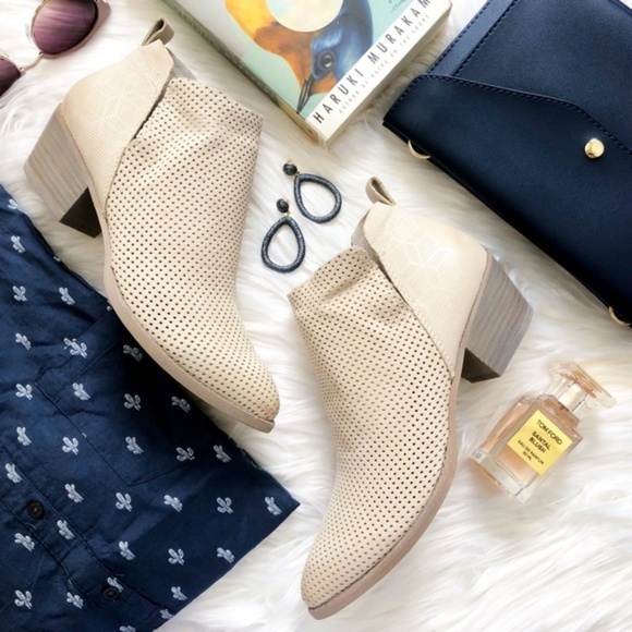 Dolce Vita Shoes - Dolce Vita Light Beige Perforated Low Heel Booties
